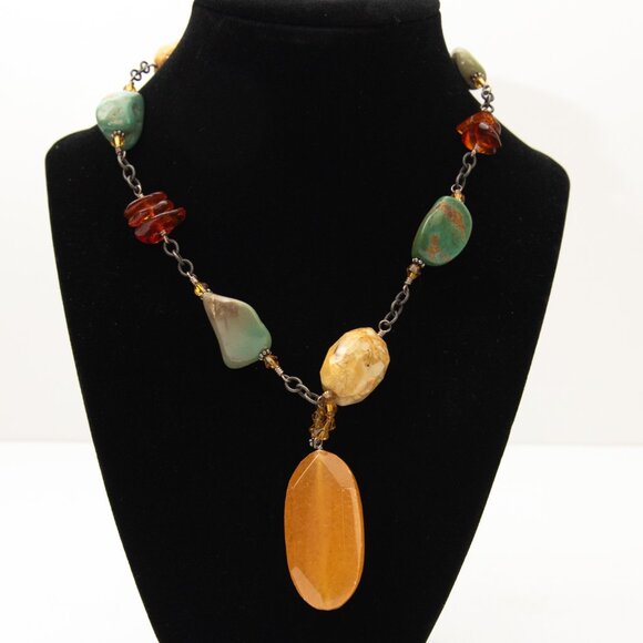 Silpada Turquoise Jasper Calcite Pendant Necklace N1296 925 Sterling Silver - Picture 1 of 4